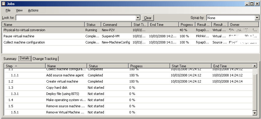 VMM P2V jobs