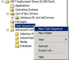 New task sequence
