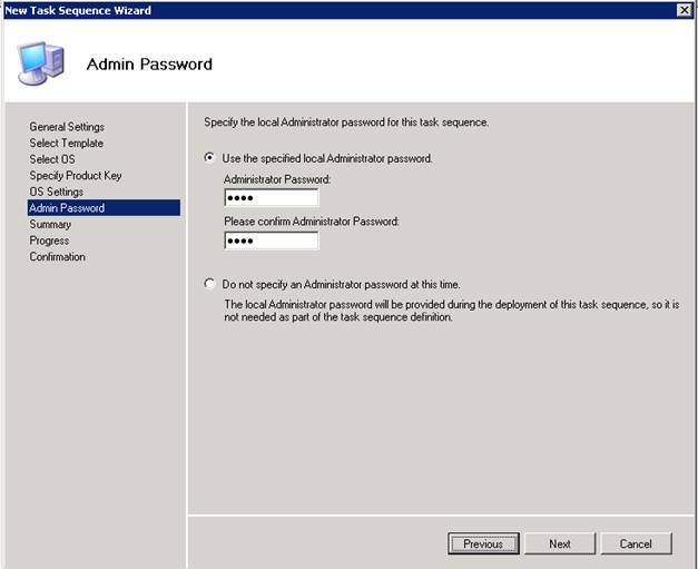 admin password