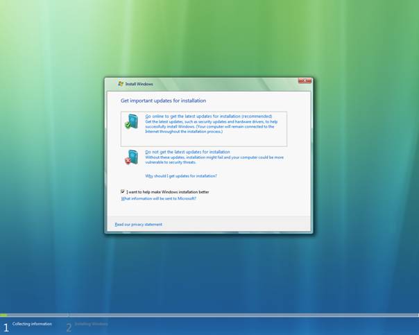 Windows Vista - Installation - Recherche des mises � jour