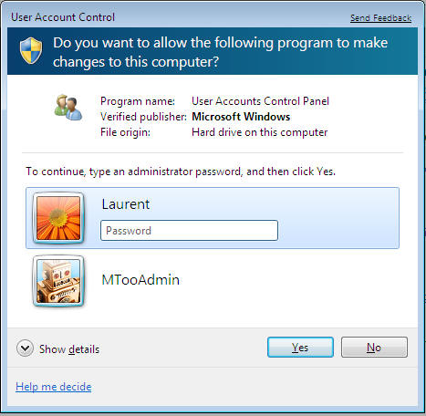 UAC Admin prompt Windows Seven w2k7