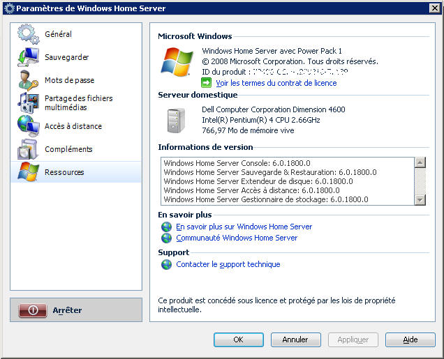 Windows Home Server - Ressources