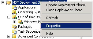Deployment share properties