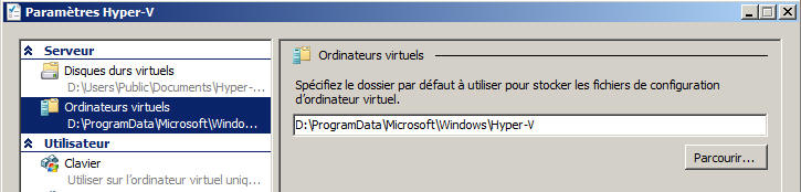 Parametres Hyper-v