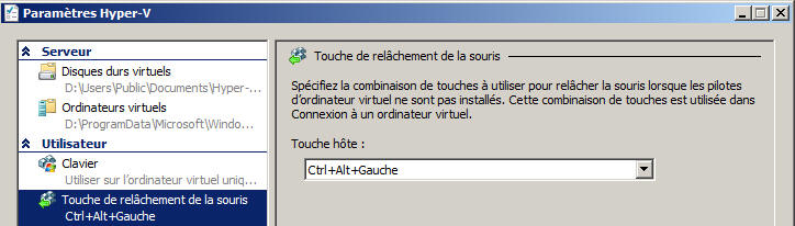 Hyper-v : parametres clavier