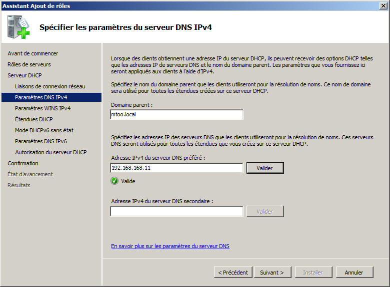 Parametres IPV4